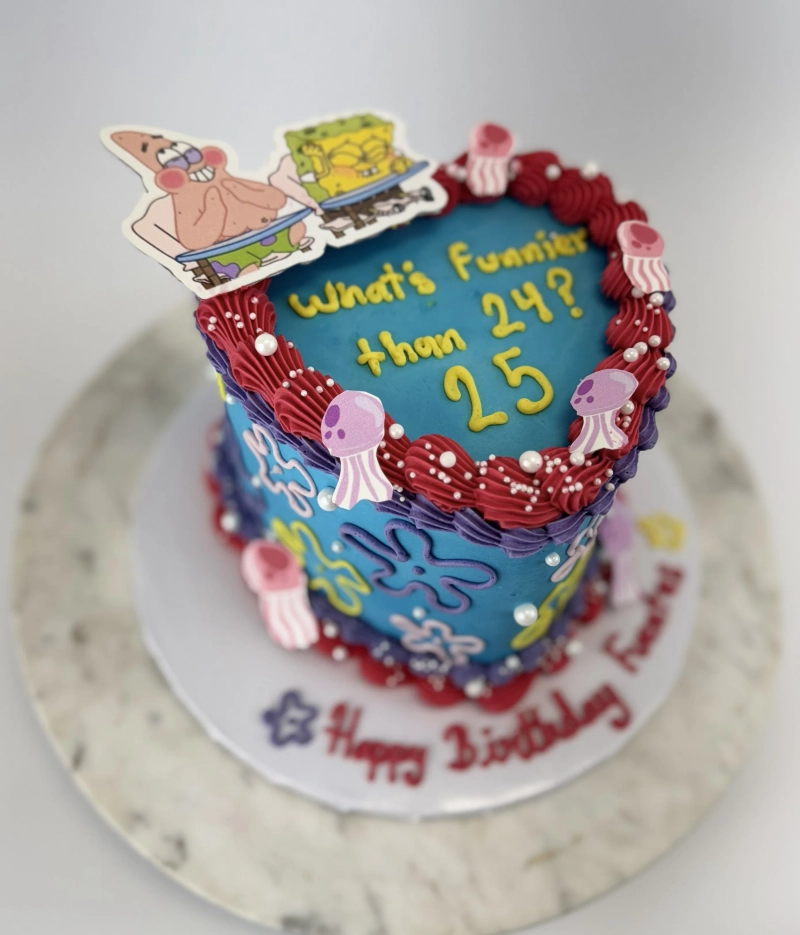 Spong Bob - Heart Vintage Cake